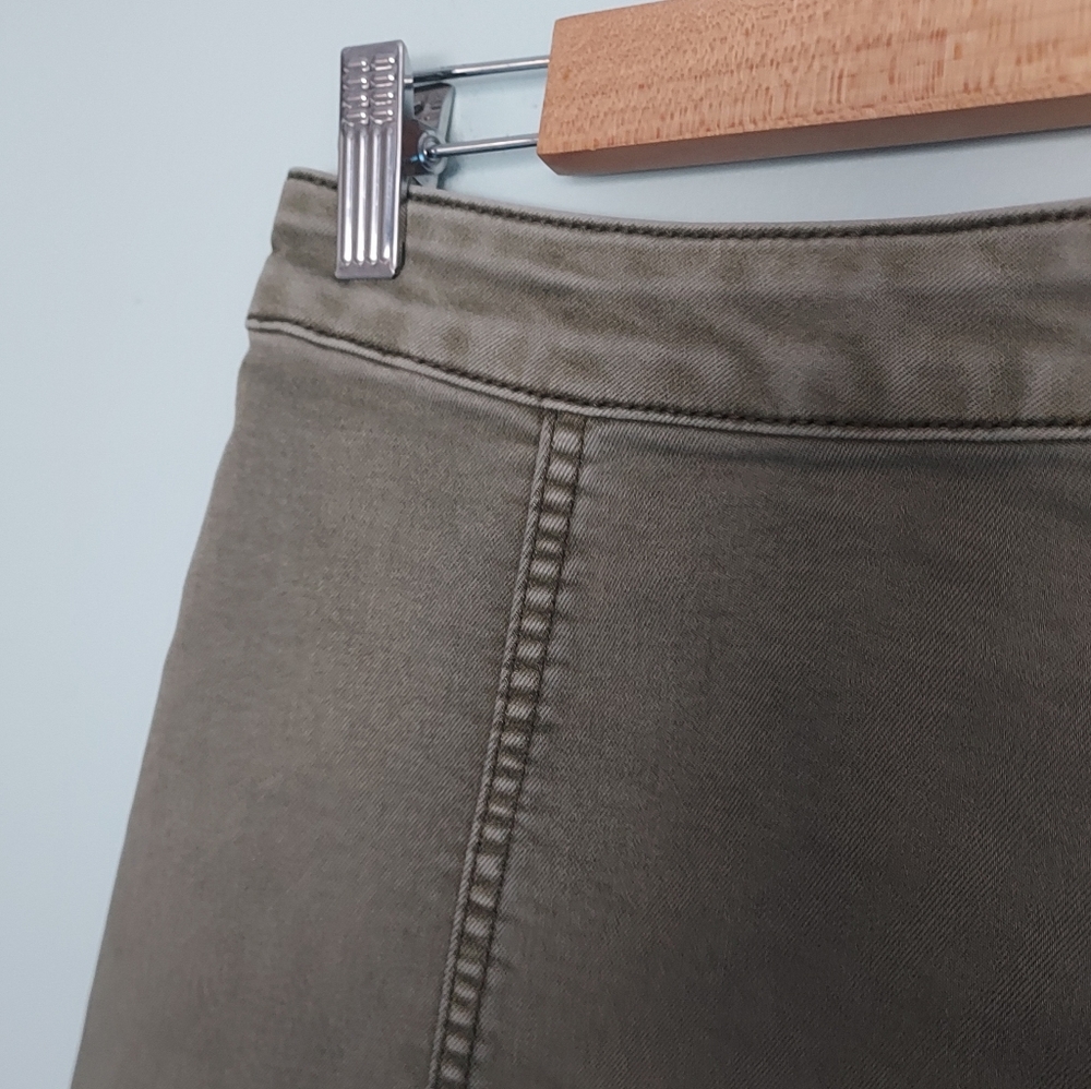 Free People Olive Khaki Mini Skirt Size 4 NEW NWT Boho  Little Daisies Buttons - Picture 5 of 11